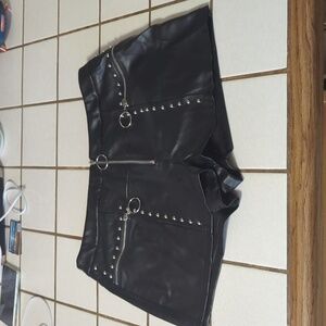 Black Faux Leather Kill Star Shorts (Still tagged)